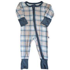 🇨🇦 The Sleepy Sloth Bamboo Blue Plaid Zippy Newborn (fits generously)
